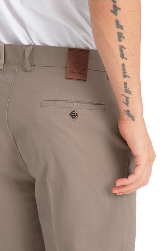 Varetta Erkek Toprak Rengi Kanvas Likralı Regular Cepli Pantolon