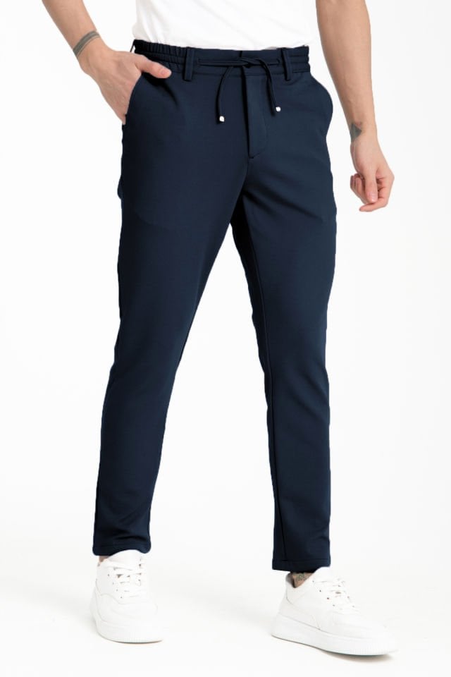 Varetta Erkek Lacivert Cepli Düz Paça Regular Jogger Pantolon