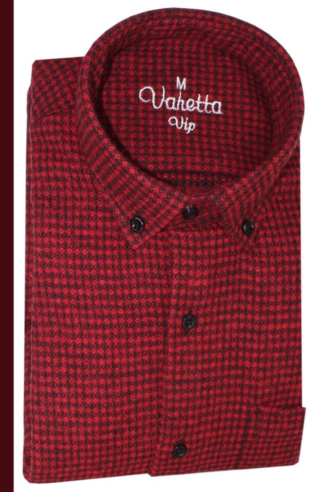 Varetta Erkek Bordo Kışlık Kalın Kareli Oduncu Gömlek – Cepli Oversize Model