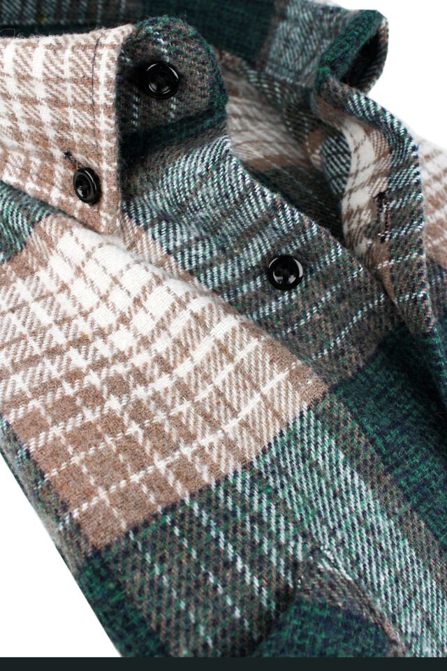 Varetta Erkek Yeşil Kışlık Kalın Kareli Oduncu Gömlek – Cepli Oversize Model