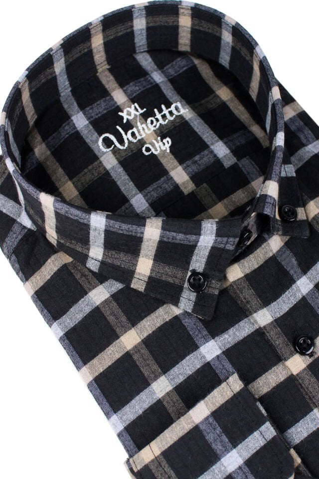 Varetta Büyük Beden Erkek Siyah Kışlık Yünlü Gömlek – Cepli Geniş Kesim Flanel Model