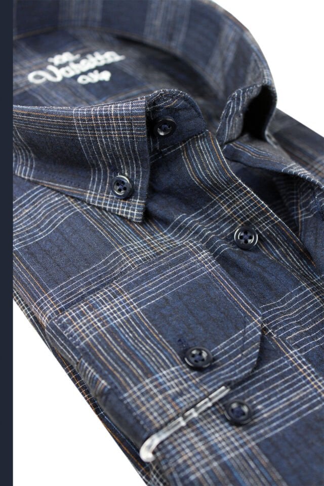 Varetta Büyük Beden Erkek Lacivert Kışlık Yünlü Gömlek – Cepli Geniş Kesim Flanel Model