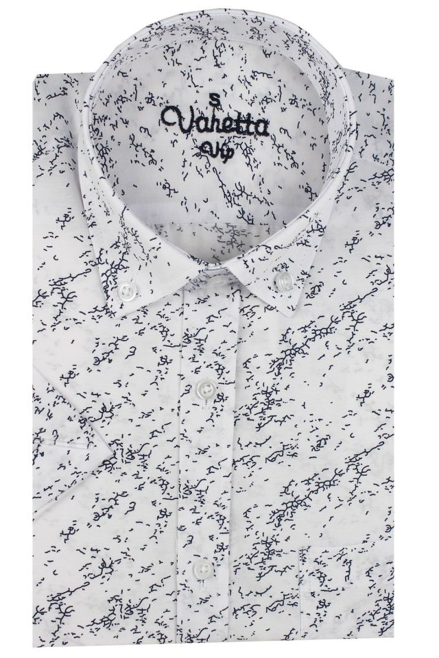 Varetta Erkek Lacivert Cepli Baskılı Kısa Kollu Gömlek