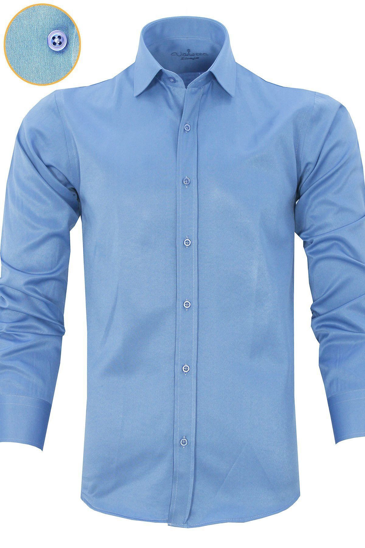 Varetta Erkek İndigo Slim Fit Çizgili Uzun Kol Gömlek