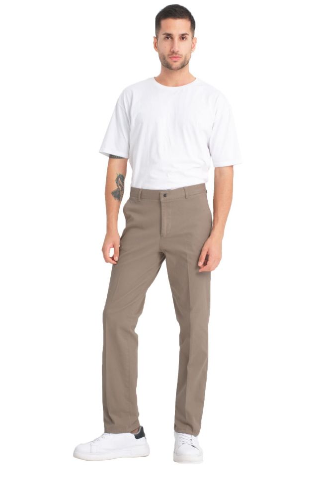 Varetta Erkek Toprak Rengi Kanvas Likralı Regular Cepli Pantolon