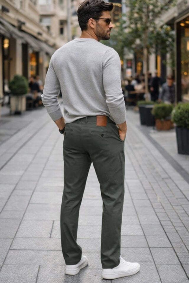 Varetta Erkek Yeşil Kanvas Pantolon Likralı Regular Cepli