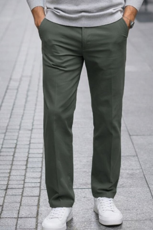 Varetta Erkek Yeşil Kanvas Pantolon Likralı Regular Cepli