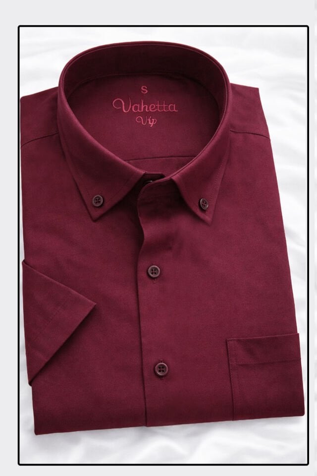 Varetta Erkek Bordo Kısa Kollu Pamuklu Gömlek