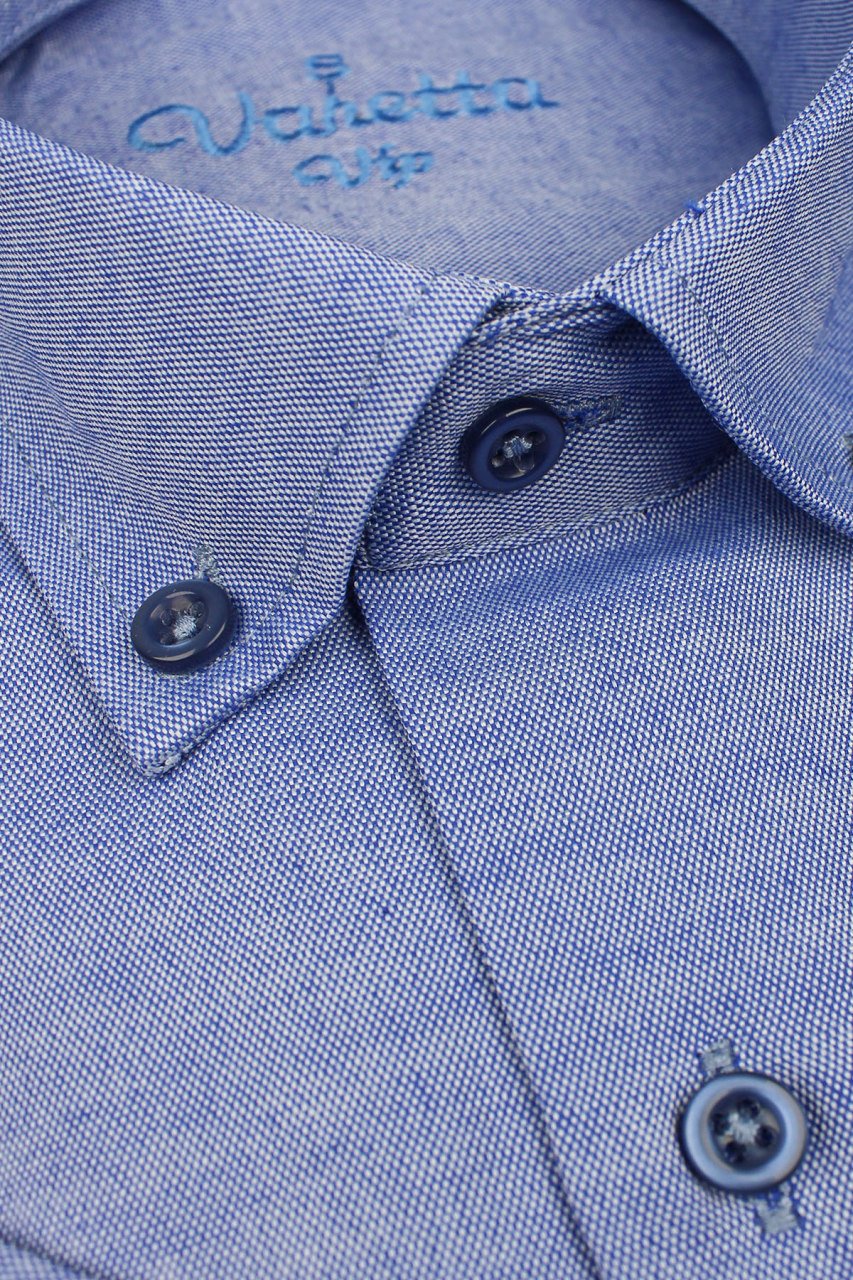 Varetta Erkek Kraliyet Mavisi Kısa Kollu Pamuk Saten Gömlek