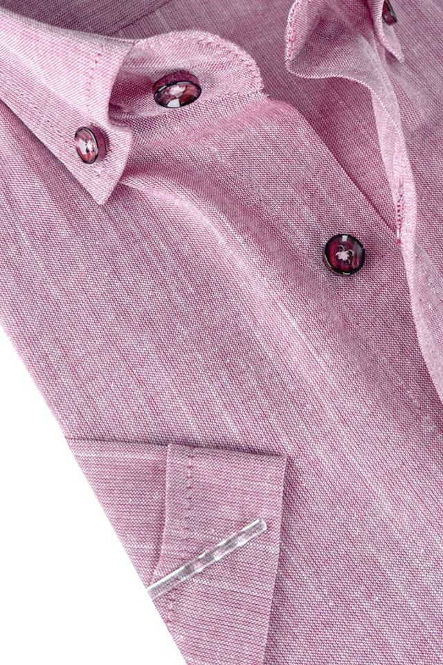 Varetta Erkek Pembe Keten Cepli Kısa Kollu Gömlek
