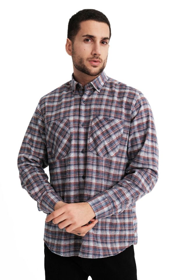 Varetta Erkek Çift Cepli Kışlık Kareli Gömlek