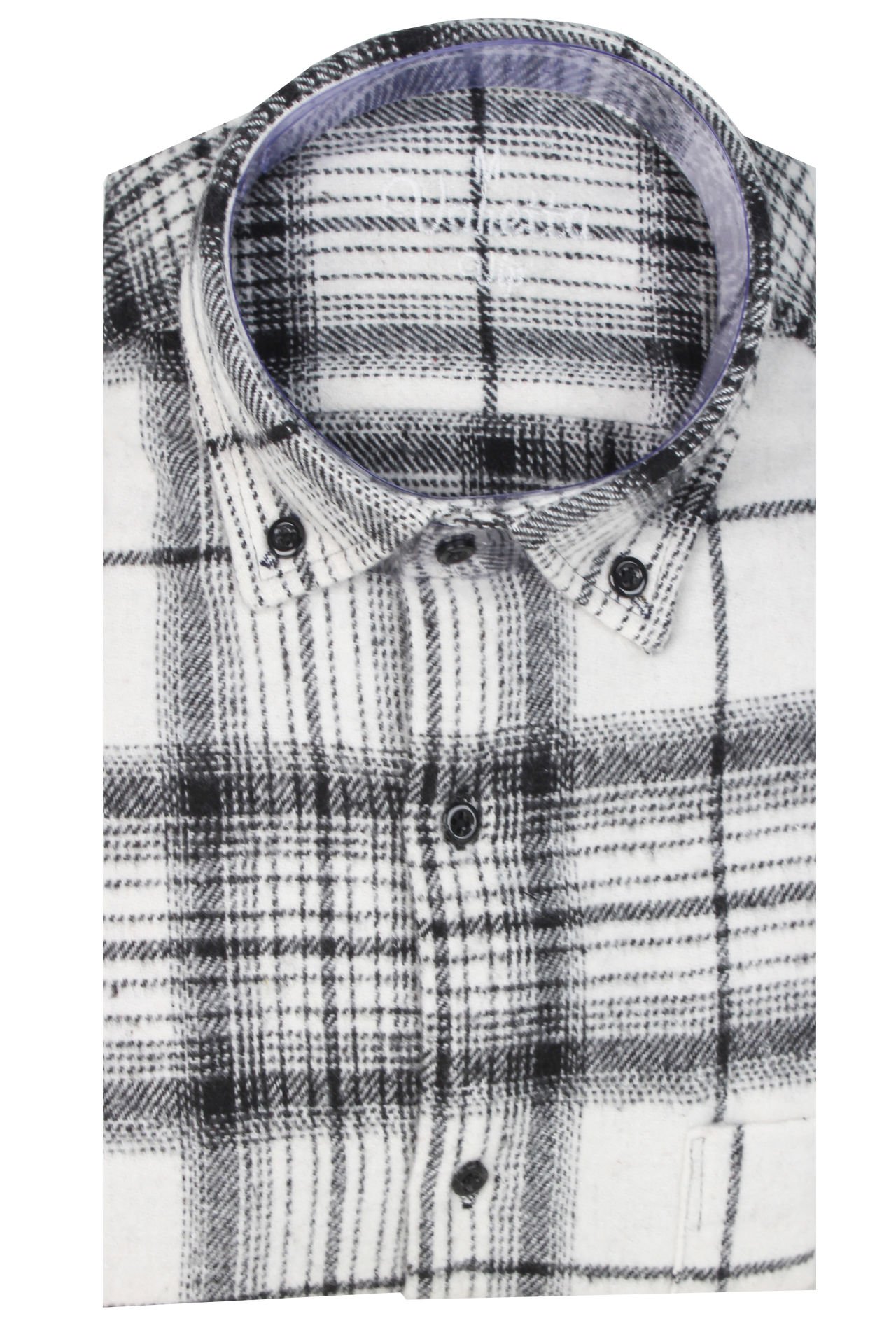 Varetta Erkek Beyaz Kalın Kışlık Cepli Oduncu Gömlek