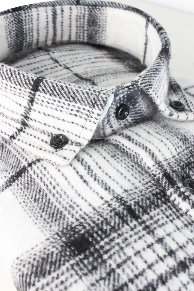 Varetta Erkek Beyaz Kalın Kışlık Cepli Oduncu Gömlek