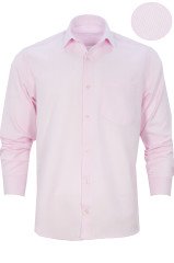 Erkek Pembe Pamuk Saten Düz Uzun Kollu Cepli Gömlek
