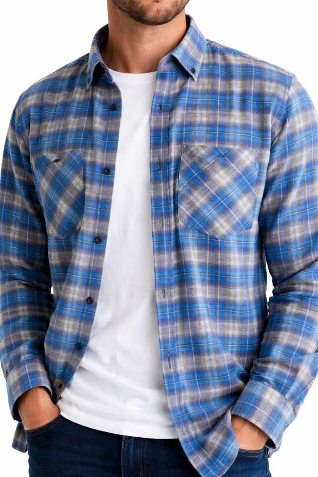 Varetta Erkek Mavi Çift Cepli Kışlık Kareli Gömlek