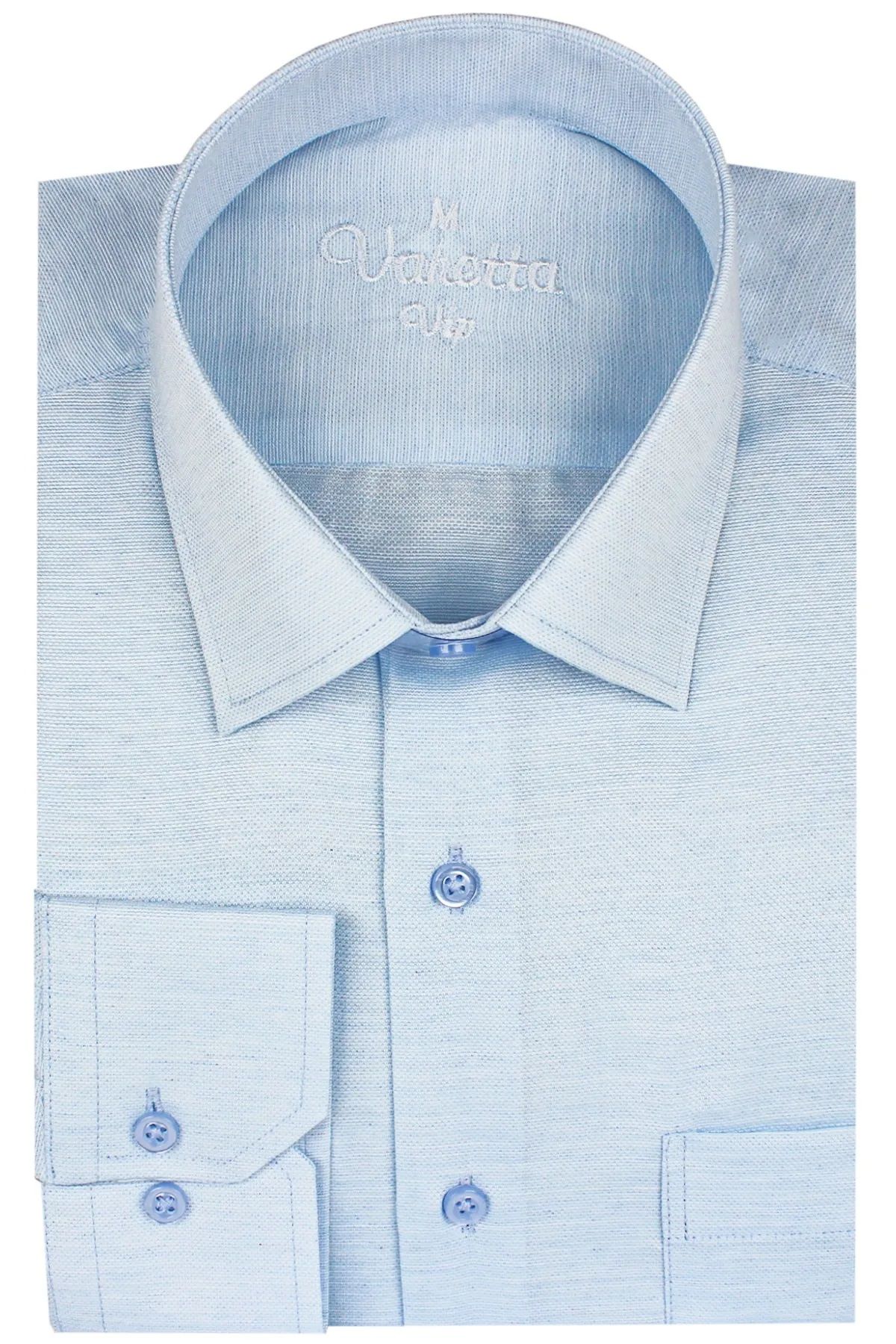 Varetta Erkek Buz Mavi Yeşil Düz Renk Uzun Kollu Gömlek