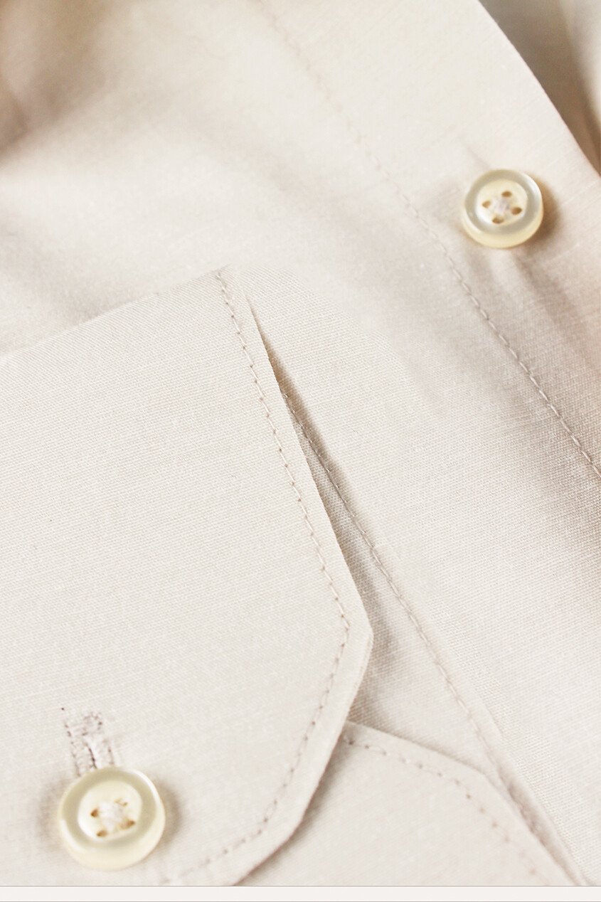 Varetta Erkek Bej Rengi Gömlek Pamuk Saten Büyük Beden