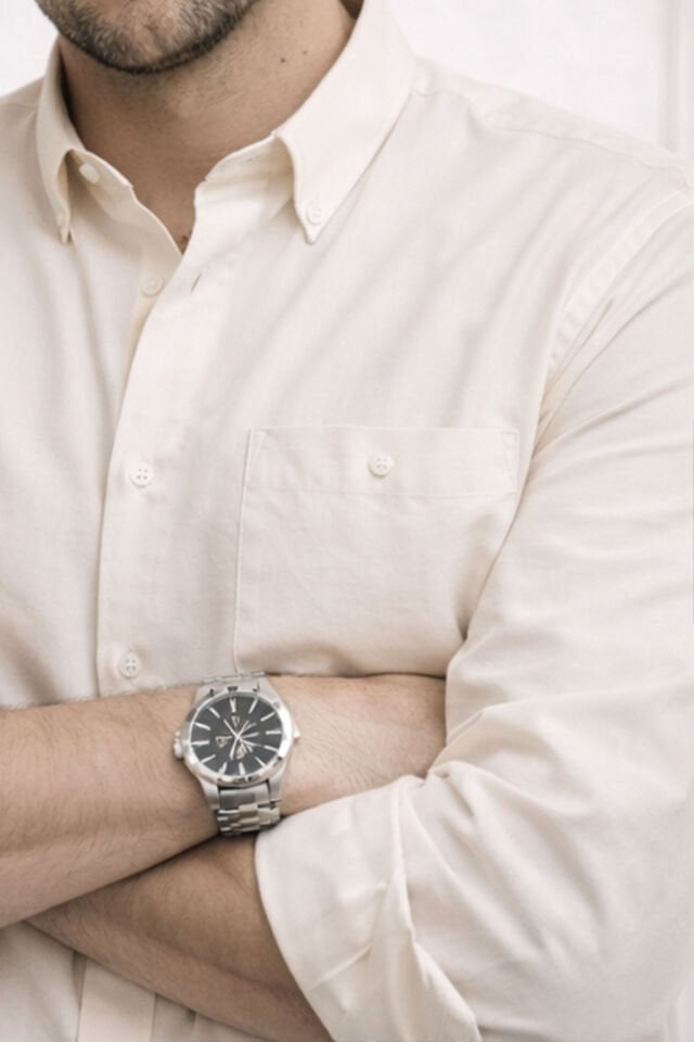 Varetta Erkek Bej Büyük Beden Gömlek Pamuk Saten