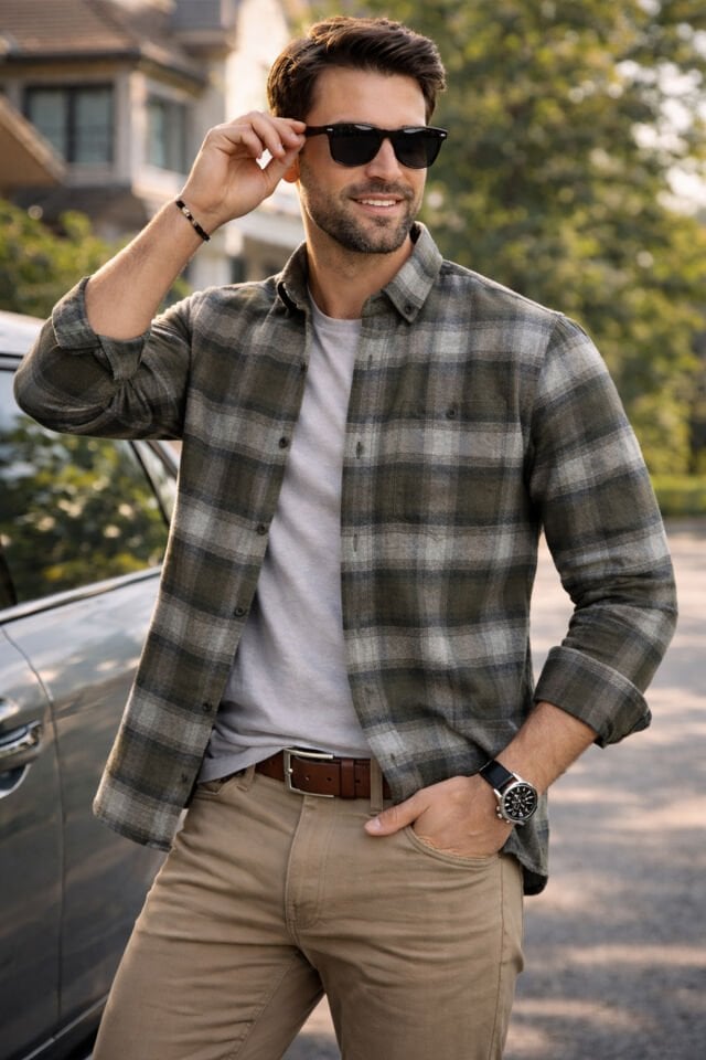 Varetta Erkek Koyu Yeşil Kışlık Cepli Klasik Kesim Gömlek