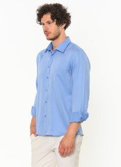 Varetta Erkek Mavi Klasik Kesim Uzun Kol Tek Cepli Gömlek