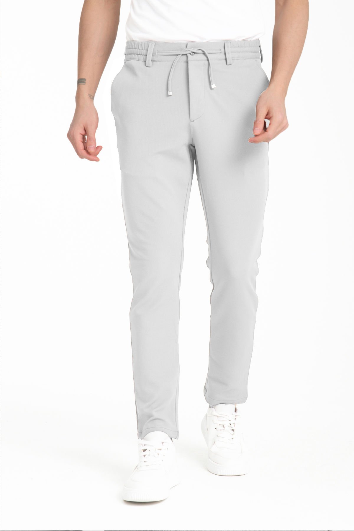 Varetta Erkek Gri Beli Lastikli Cepli Regular Likralı Jogger Pantolon