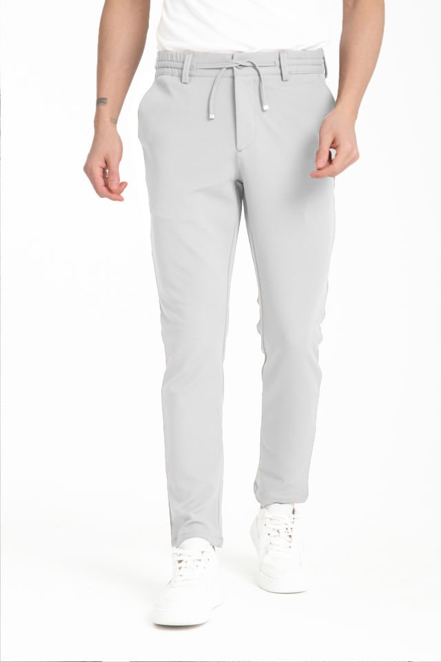 Varetta Erkek Gri Beli Lastikli Cepli Regular Likralı Jogger Pantolon