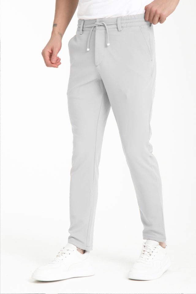 Varetta Erkek Gri Beli Lastikli Cepli Regular Likralı Jogger Pantolon