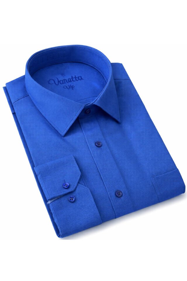 Varetta Erkek Mavi Gömlek Uzun Kol Cepli Klasik Kesim