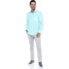 Varetta Erkek Su Yeşili Klasik Kesim Uzun Kol Gömlek