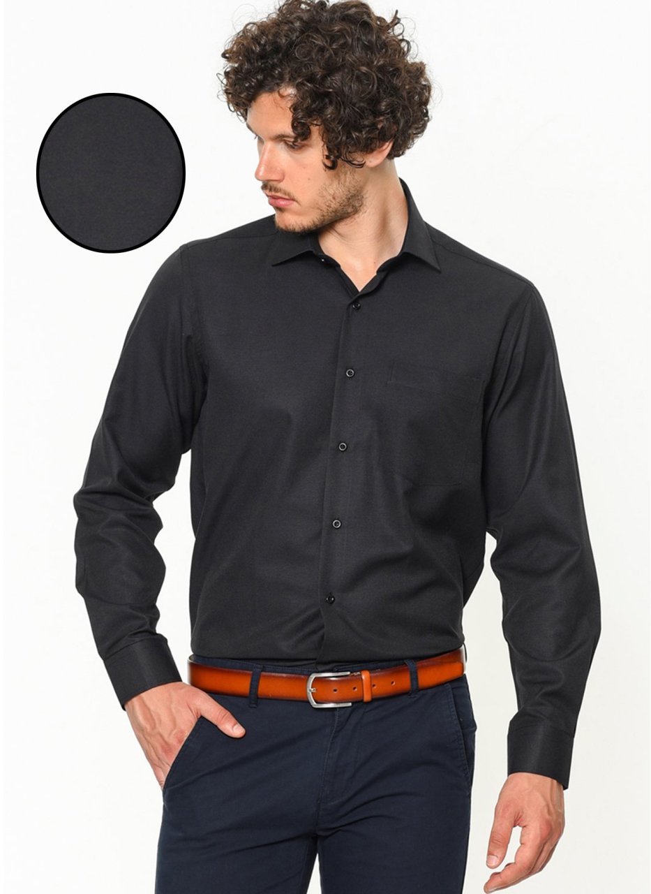 Varetta Erkek Siyah Klasik Kesim Uzun Kol Gömlek