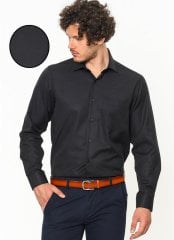 Varetta Erkek Siyah Klasik Kesim Uzun Kol Gömlek
