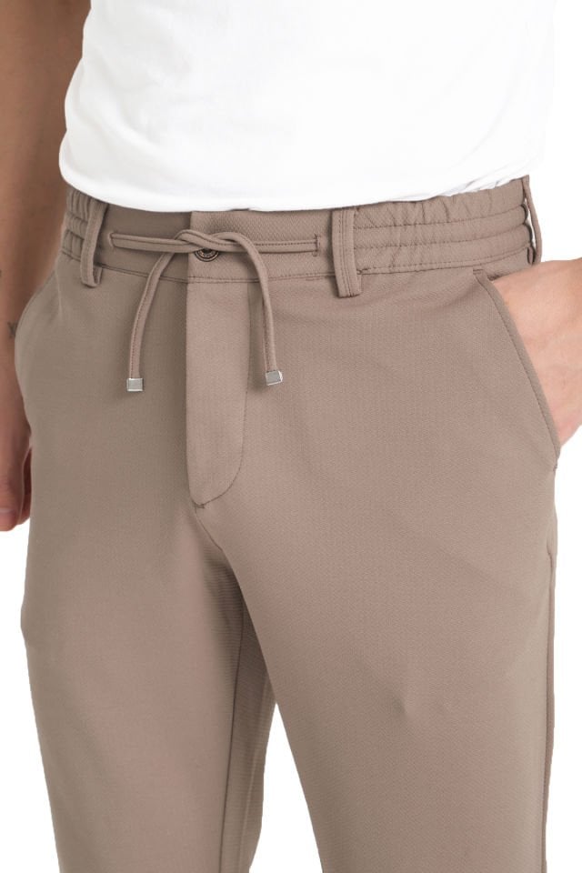 Varetta Erkek Sütlü Kahverengi Cepli Likralı Regular Jogger Pantolon
