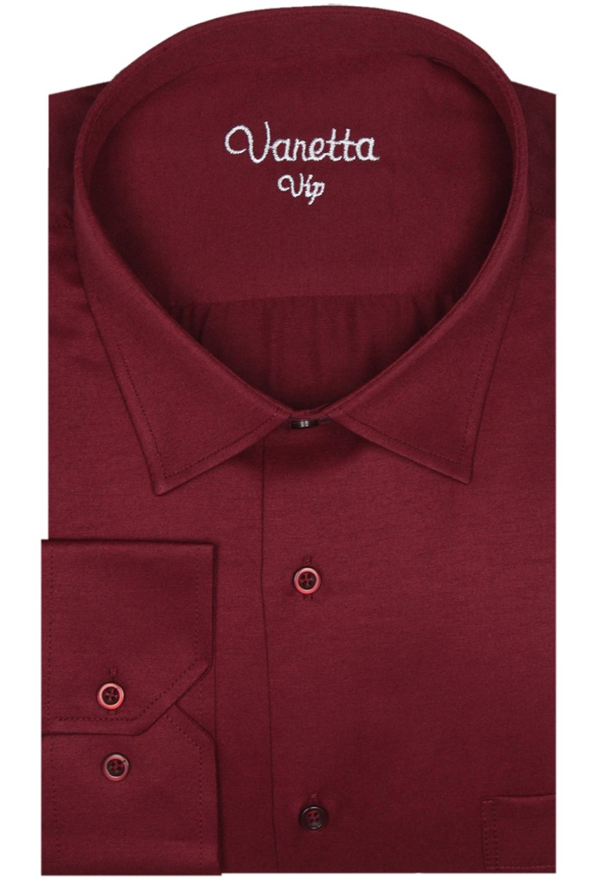 Varetta Erkek Bordo Klasik Kesim Uzun Kol Tek Cepli Gömlek