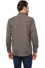 Varetta Erkek Koyu Kahve Kareli Klasik Kesim Cepli Uzun Kol Gömlek