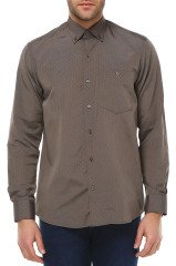 Varetta Erkek Koyu Kahve Kareli Klasik Kesim Cepli Uzun Kol Gömlek