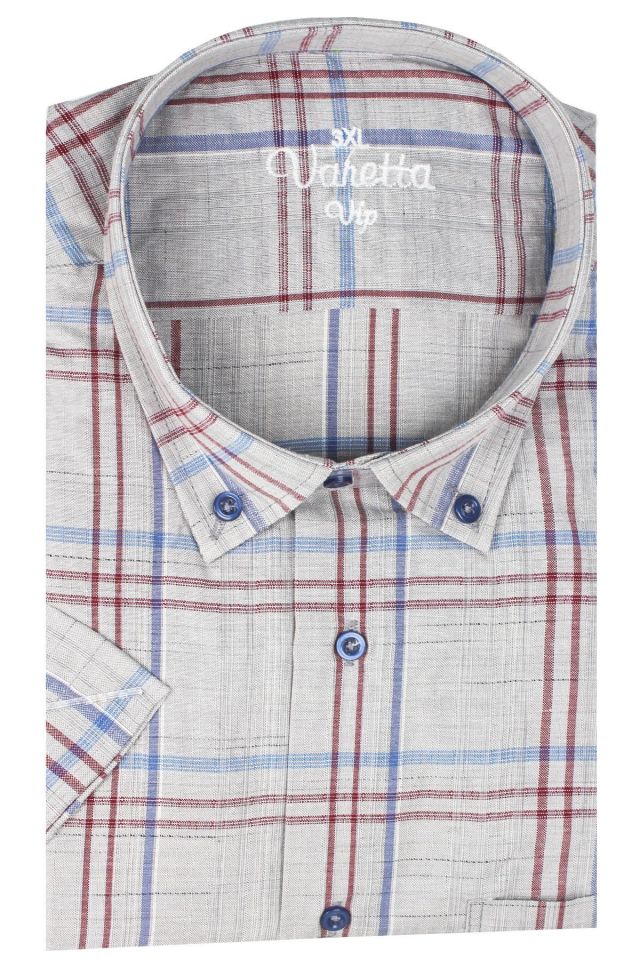 Varetta Erkek Gri Büyük Beden Kısa Kollu Gömlek