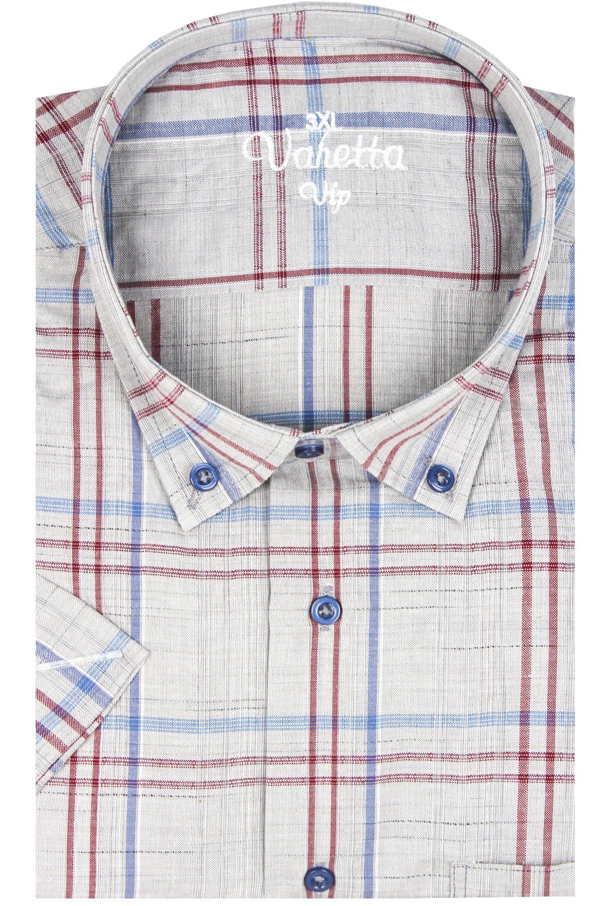 Varetta Erkek Gri Büyük Beden Kısa Kollu Gömlek