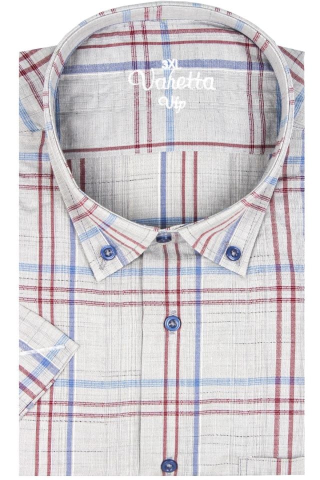 Varetta Erkek Gri Büyük Beden Kısa Kollu Gömlek