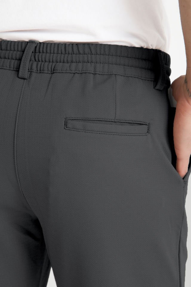 Varetta Erkek Antrasit Beli Lastikli Cepli Likralı Regular Jogger Pantolon