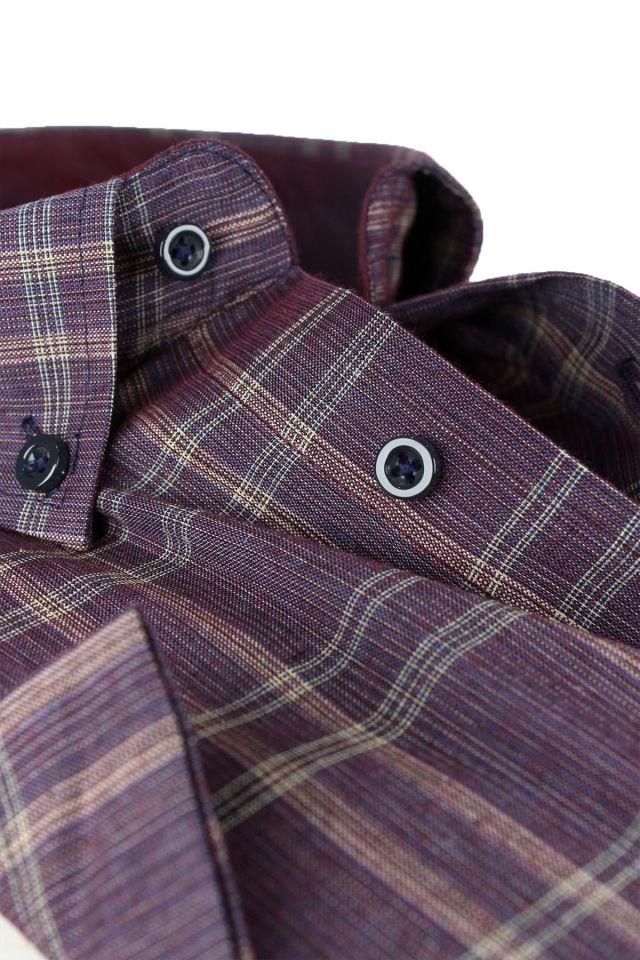 Varetta Erkek Mürdüm Büyük Beden Kısa Kollu Gömlek