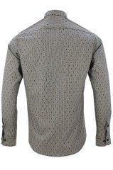 Varetta Erkek Siyah Yaka Düğmeli Slim Fit Apoletli Uzun Kollu Gömlek