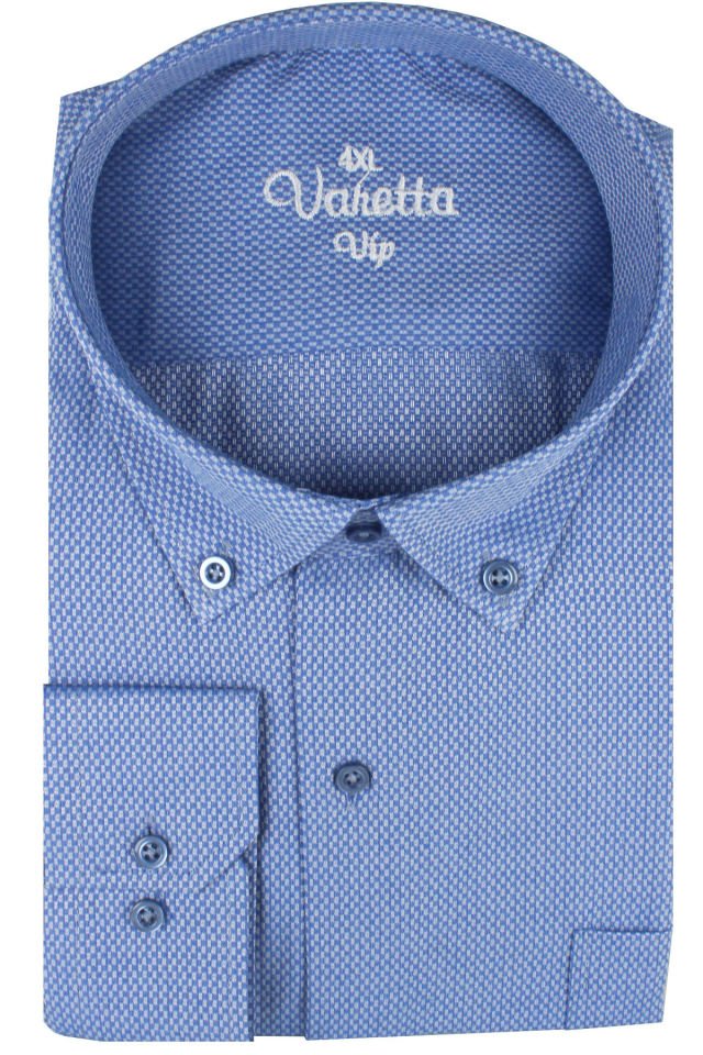 Varetta Erkek Mavi Uzun Kollu Cepli Geniş Kesim Büyük Beden Gömlek