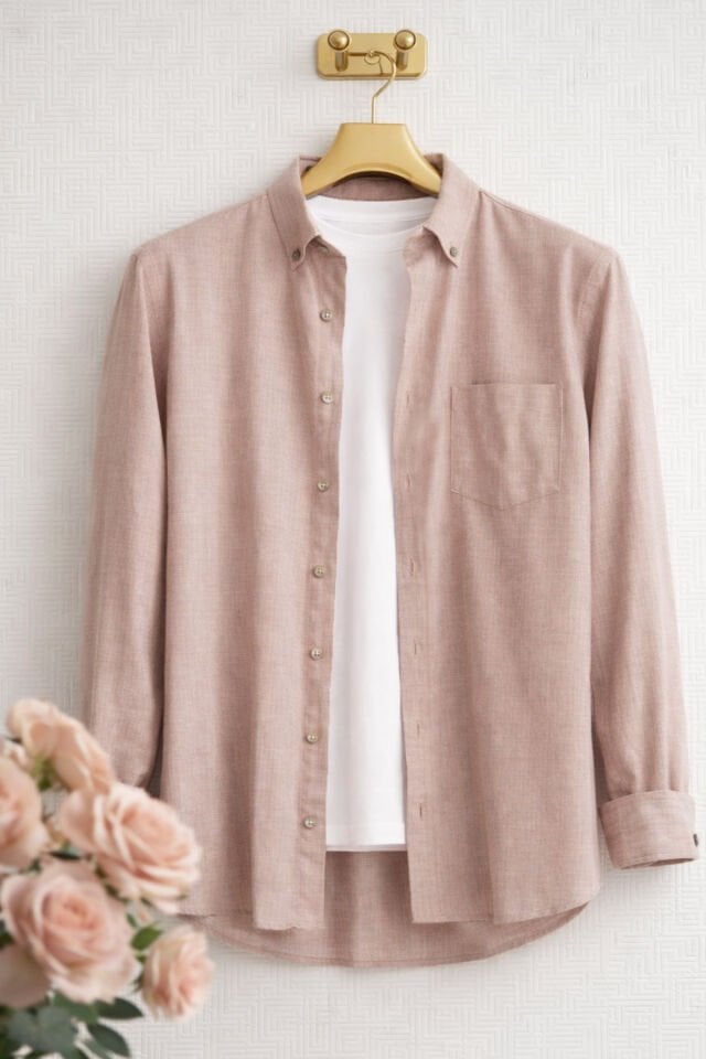 Varetta Erkek Somon Rengi Klasik Kesim Cepli Uzun Kollu Gömlek