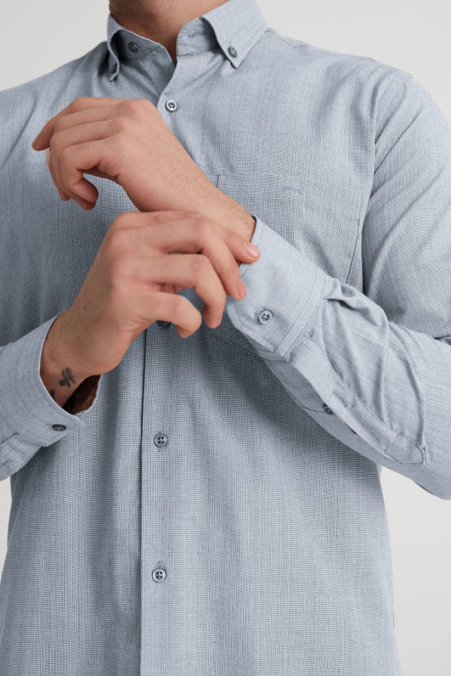 Varetta Erkek Mavi Klasik Kesim Cepli Uzun Kollu Gömlek