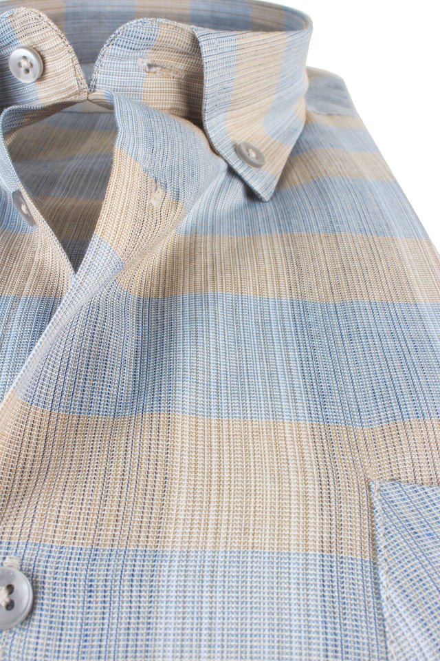 Varetta Erkek Mavi Kareli Uzun Kollu Çift Cepli Büyük Beden Gömlek