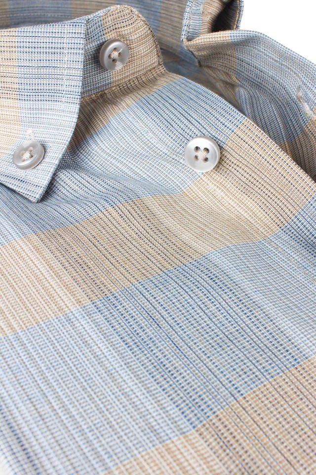 Varetta Erkek Mavi Kareli Uzun Kollu Çift Cepli Büyük Beden Gömlek