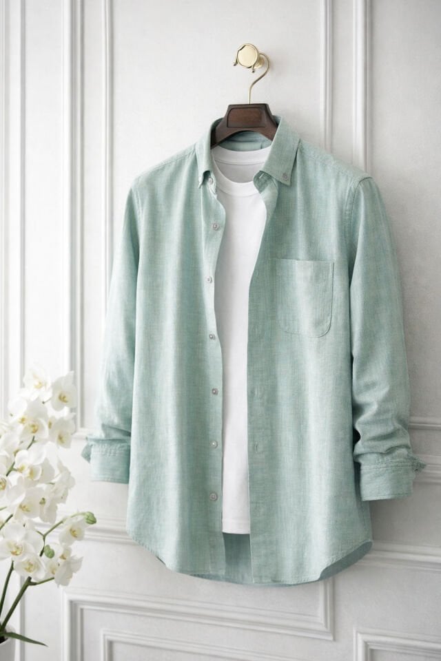 Varetta Erkek Yeşil Uzun Kollu Gömlek Klasik Kesim Cepli