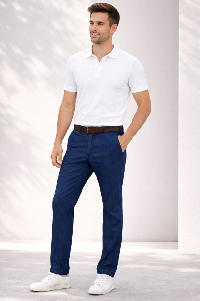 Varetta Erkek Lacivert Yazlık  Kot Pantolon Cepli Tensel İnce