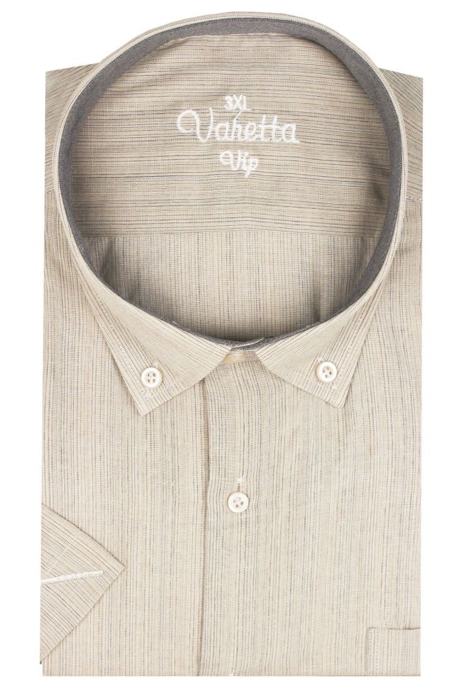 Varetta Erkek Bej Büyük Beden Kısa Kollu Gömlek