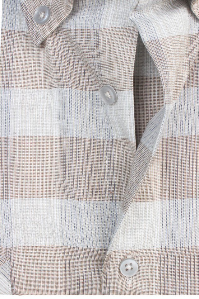 Varetta Erkek Taba Kahverengi Kareli Uzun Kollu Çift Cepli Büyük Beden Gömlek